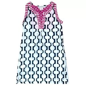 Gretchen Scott Cotton Shift  Cover Up Sleeveless Dress Black White Pockets S